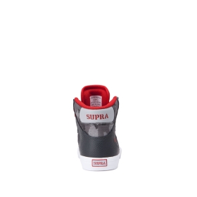 Supra Kids VAIDER High Top Shoes Dk. Grey Camo/white | US-80581